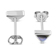 Abalone Shell Triangle Silver Stud Earrings - e348